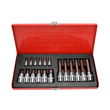 High Quality 18 Pcs S2 1/2'' 1/4'' Torx Pressure Bit Spline Socket Set