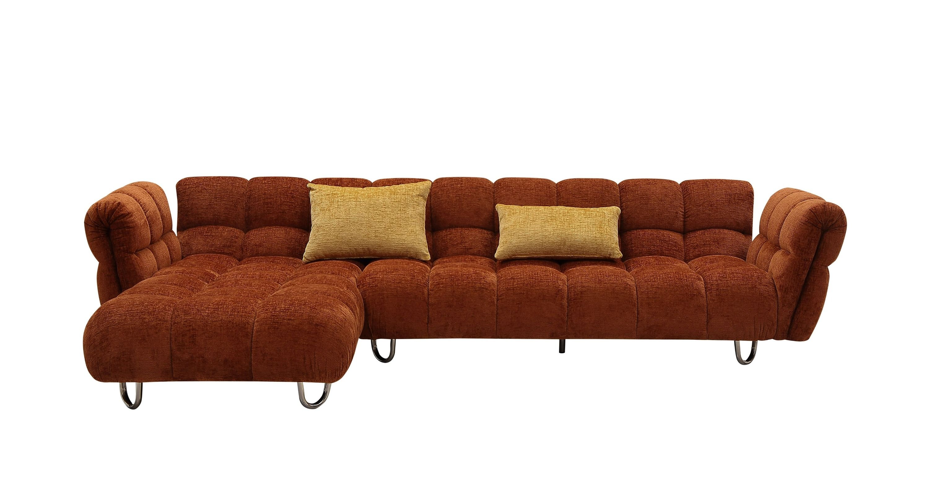 Burnt Orange Modern Sectional Sofa