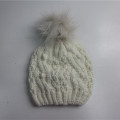 Fashion Popcorn Off White Pompom Hat