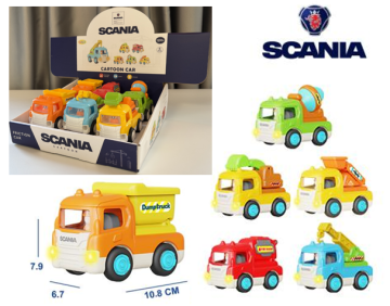 Friction Cartoon Truck Licensed Scania - 6 Pieces