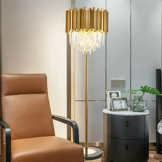 Gold Crystal Floor Lamp for Living Room Interior