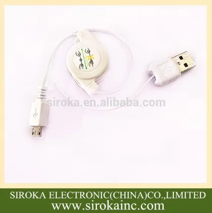Hot selling V8 micro USB data cable retractable 5pin for Samsung USB cable