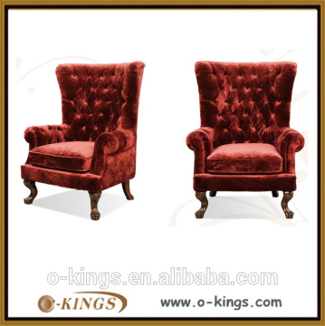 hot selling velvet fabric hotel single sofa chair