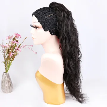 Japanese Fiber Yaki Black Synthetic Wrap Around Wavy Color Long Blonde Drawstring Extensions Kinky Hair Ponytail