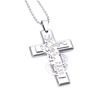 316L Stainless Steel Naga Cina Totem Cross Pendant