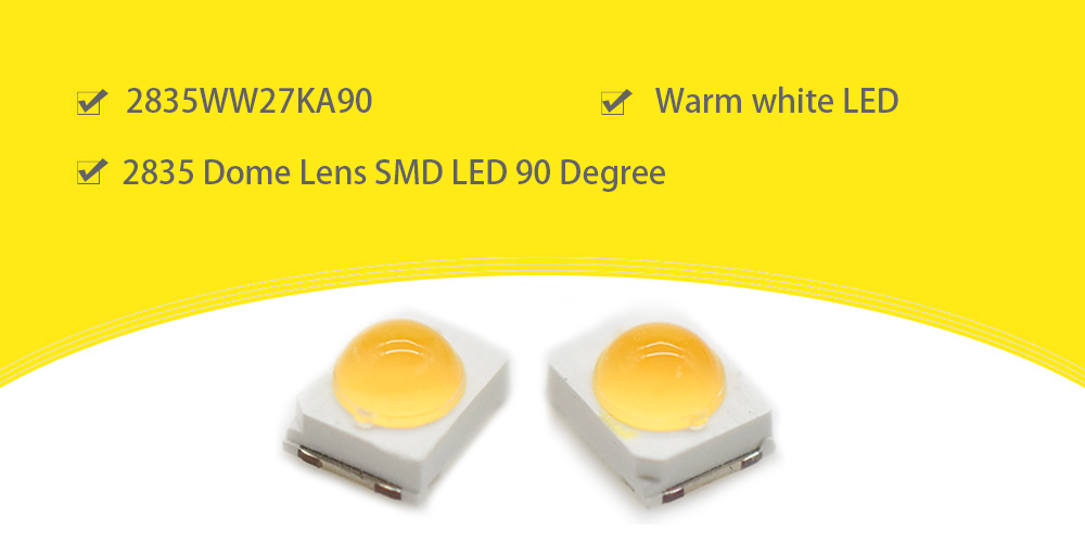 Domed Lens Warm white led 2835 SMD LED 90 Degere