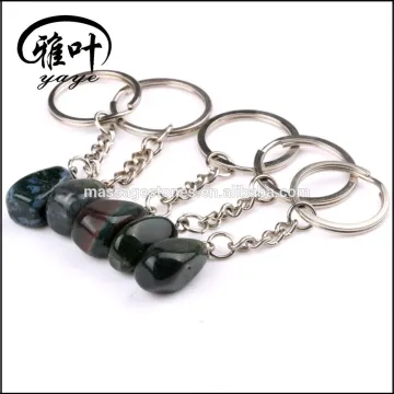 Wholesale natural semi precious stone Tumbled stone Keychain