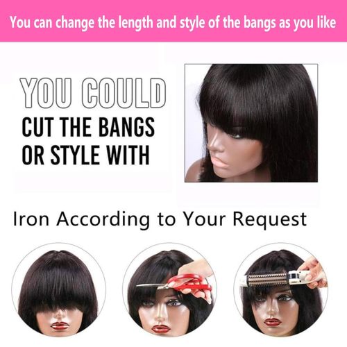 Bob 12inch Wigs with Bangs 3x1 Lace