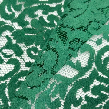 Tessuto di pizzo di nylon di cotone floreale verde scuro 150 cm