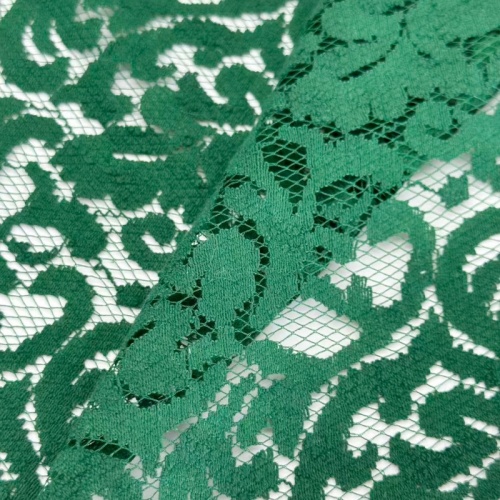 Tessuto di pizzo di nylon di cotone floreale verde scuro 150 cm