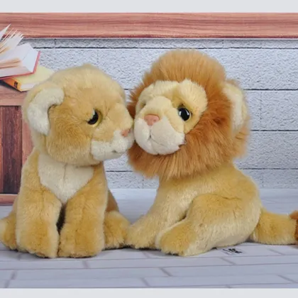 Yellow sitting 25cm lion plush toy, stuffed lion toy