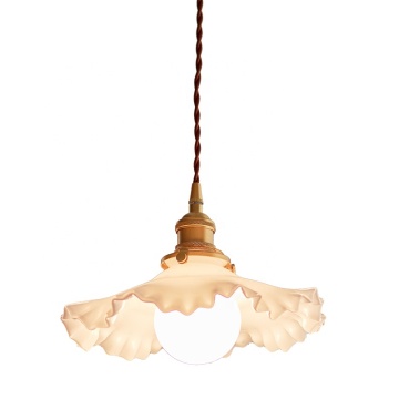 Modern LED White Flower Glass Pendant Light for Bedside and Dining Room Decoration