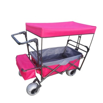 Foldable Heavy Duty Outdoor Sand Balloon Wheel Beach Wagon Cart with Sunshade