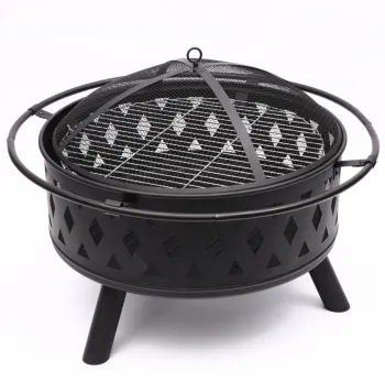 59cm Height Powder Coated Steel Garden Outdoor Charcoal Barbecue Grill with 32'' Fire Pit Table - Rust Resistant BBQ