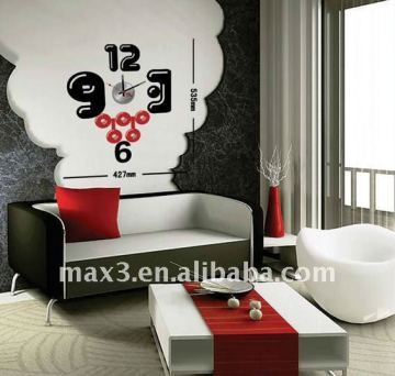 Artistic design pvc wall stiicker cheap 3d wall clock