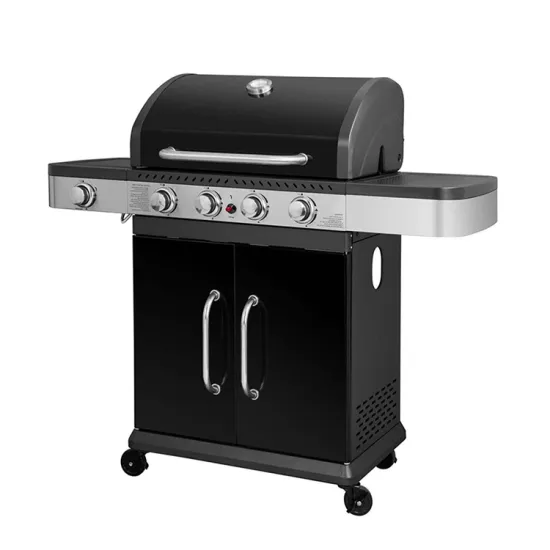 Luxury Outdoor Stainless Grill Shiny Black Color And Double Layer Lid Barbecue Grill