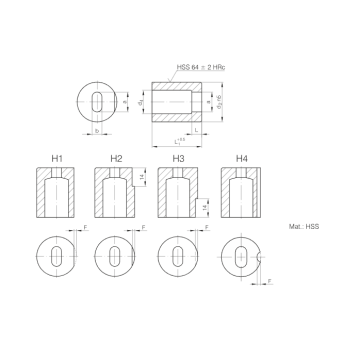 Matrices ISO8977 sin piezas redondas / en forma de hombro