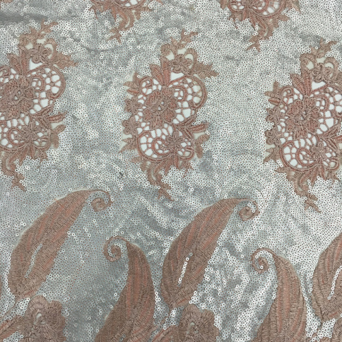 Special Chemical Lace Borders Sequin Embroidery Fabric