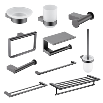 Grey Brass Bathroom Hardware Accessories Set for Shower Room