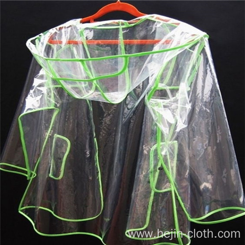 Translucent PVC adult rainwear with green line