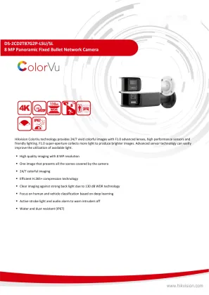 HIK Dual Lens 180 Degree View 8 MP ColorVu Panoramic Camera