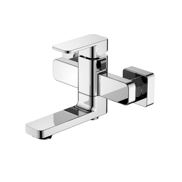 Single lever bath mixer for exposed installation square