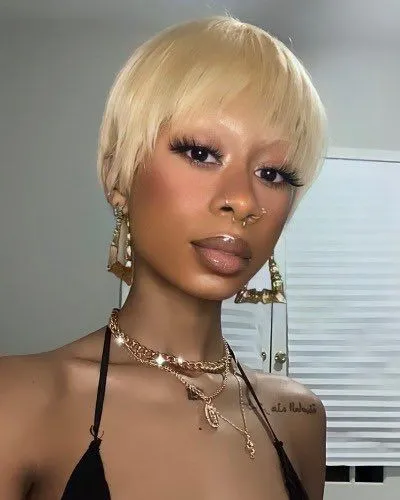 Rebecca Best Selling Short Human Hair Wigs Wholesale Cheap Pixie Cut Short Human hair Wigs For Black Woman Blonde Wig Human Hair