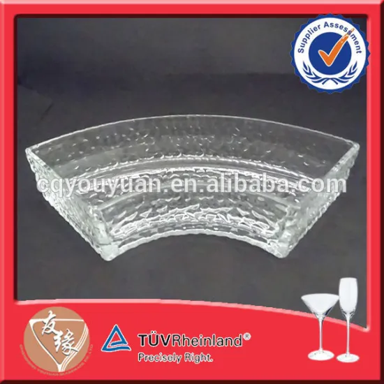 Hot Sale Wholesale Fan Shape Clear Glass Plate
