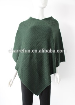 luxury Cable knit 100%cashmere poncho for women