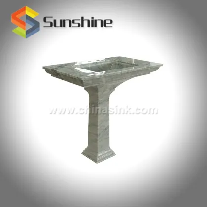 Carrara White Marble Integrated Pedestal Sink