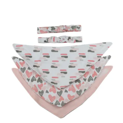 5-Pack Baby Bibs & Headband Set,100%COTTON