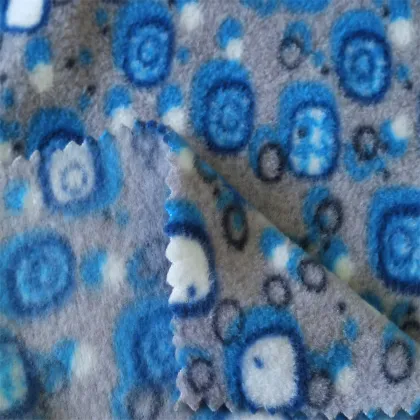 100% Polyester Blue Circle Printed Polar Fleece