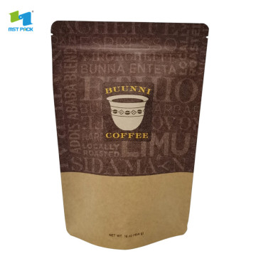 Recycled kraft paper aluminum foil stand up coffee bag