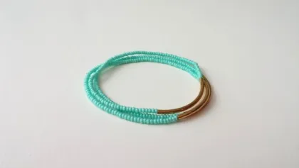 Turquoise bracelet, seed bead bracelet, aqua bracelet, stretchy bracelet,