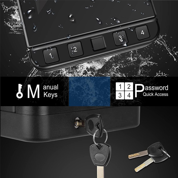 Gun Safe for Pistol, pistola de pistola segura com versão do código PIN, caixa de trava de arma de fogo segura para armas, caixa segura da pistola, pistola segura, sps-bd01, preto (7)