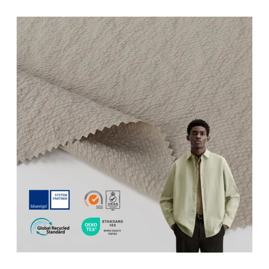 Recyclable 100% Polyester T400 Bubble Jacquard Plain Windproof Waterproof Fabric