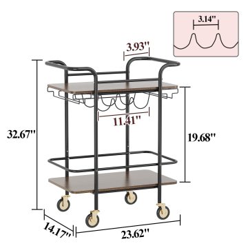 Vintage Bar Cart with Wine Rack and Wooden Rack for Outdoor Kitchen