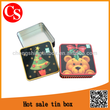 square christmas gift tin can