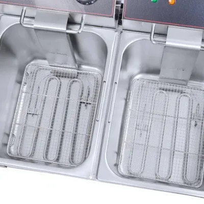Big-Capacity 2-Tank 2-Basket Professional Potato Electric Chips Electric Fryer Crayon Machine