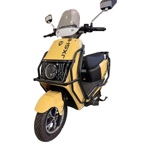 Rugged Yellow Electric Scooter with Black Protective Bars