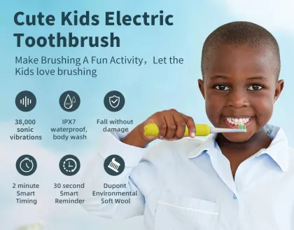 Silicone Ultrasonic Electric Toothbrush with Soft Bristles for Kids
