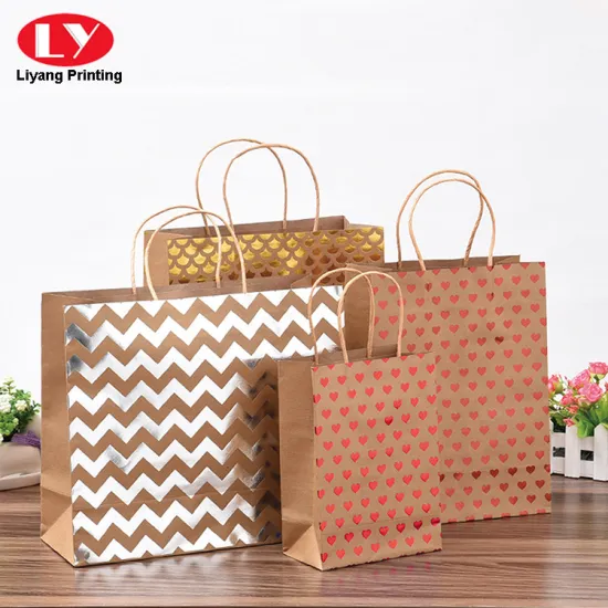 Foil Stamping Kraft Paper Bag Printed With Handle
