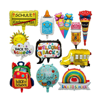 Back to School Theme Party Balloons: Cartoon School Bag, Pencil Bus, and Aluminum Foil Balloons