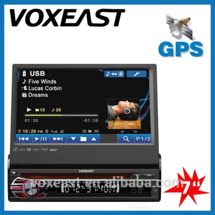 7 inch one din car multimedia navigation system with Retractable screen