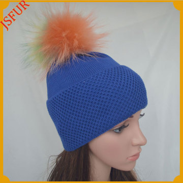 Jsfur Wholesale Knitted Winter Pom Pom Fur Hat From China