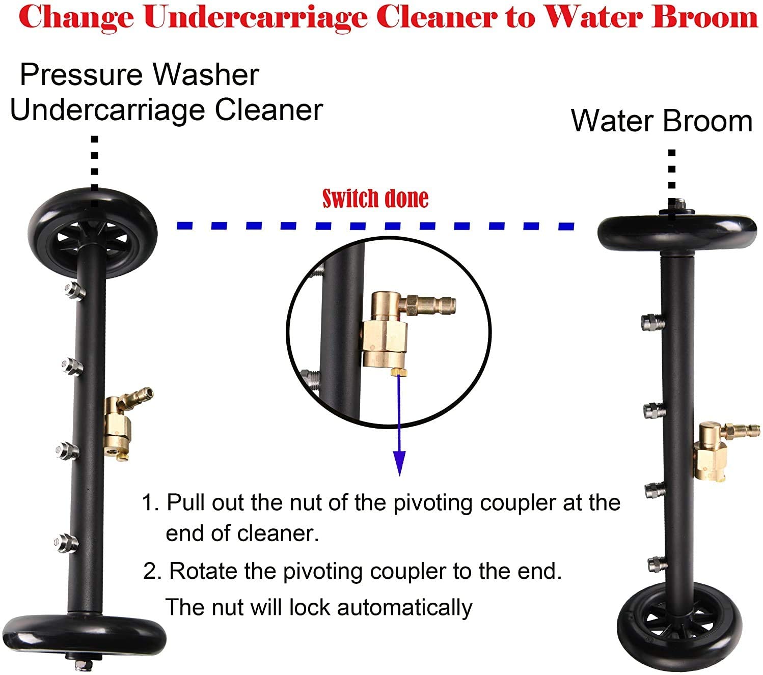 4000 PSI Undercarriage washing Cleaner machine 16 Inch Surface Cleaner for Pressure Washer with 2 Pieces Straight Extension Wand