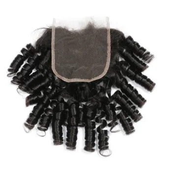9a 4*4 SPARK Brazil Remy Human Hair Lace Closure for Women Bouncy Curl Curly Brazilian Hair Extension Natural Black Free Part