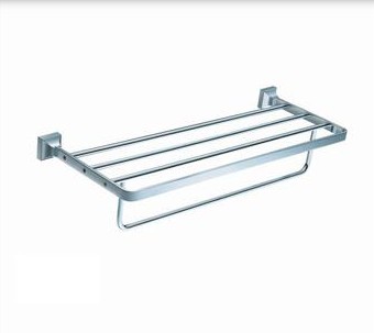 Wall mounted bathroom towel shelf rack polished chrome