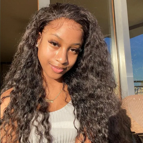 Wholesale Cheap Water Wave Raw Indian Virgin Human Hair Hd Full Transparent Lace Front Wig 4X4 Lace Closure Wig For Black Women