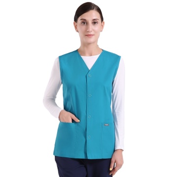 Wholesale Women's Button Front Knit Scrubs Jackets & Vest Sleeveless Nurse Scrubs